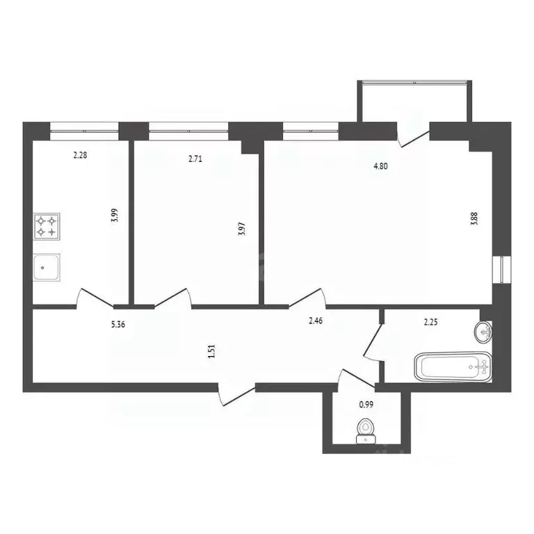 2-к кв. Красноярский край, Красноярск Норильская ул., 38 (56.1 м) - Фото 1