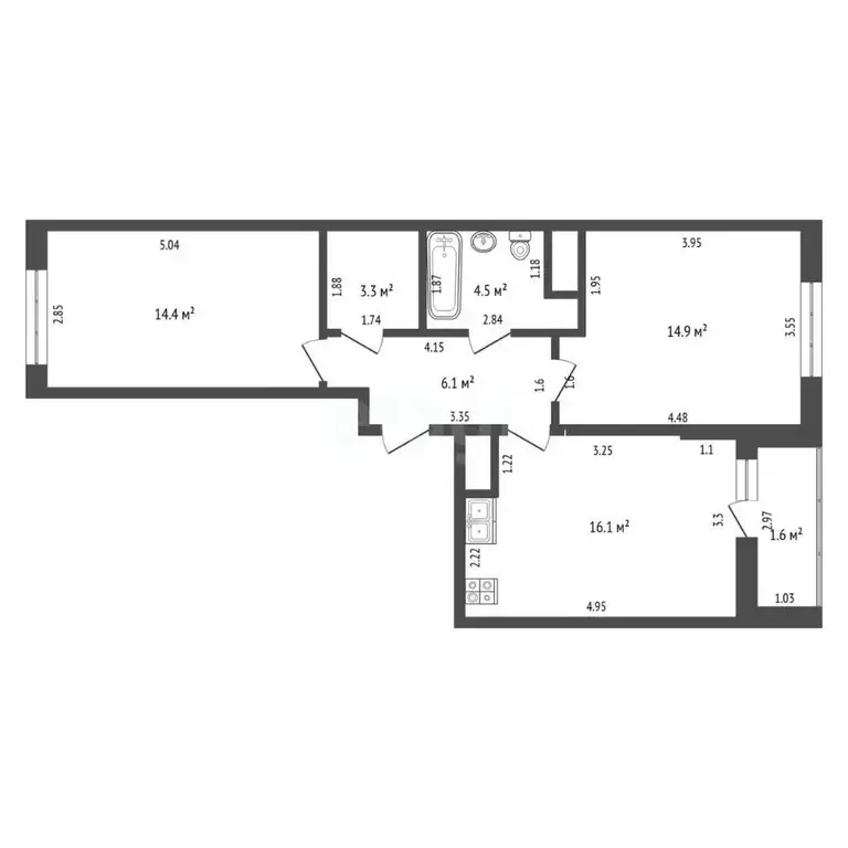 2-к кв. Московская область, Котельники Новые Котельники мкр, 10 (59.3 ... - Фото 1