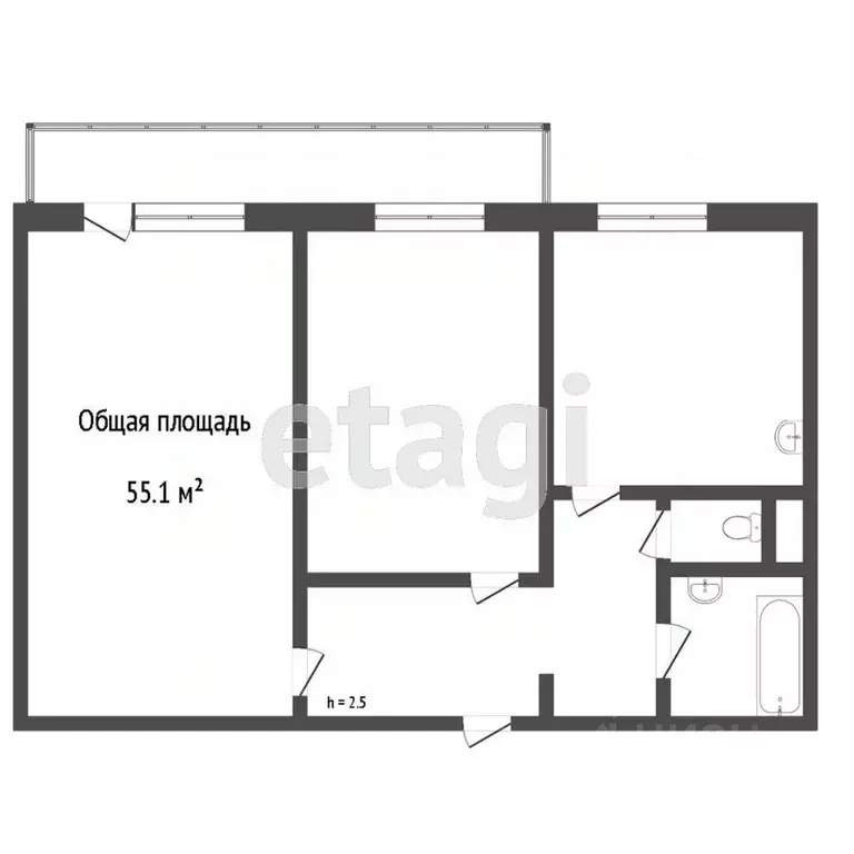 2-к кв. Томская область, Томск ул. Ивановского, 16 (54.0 м) - Фото 1