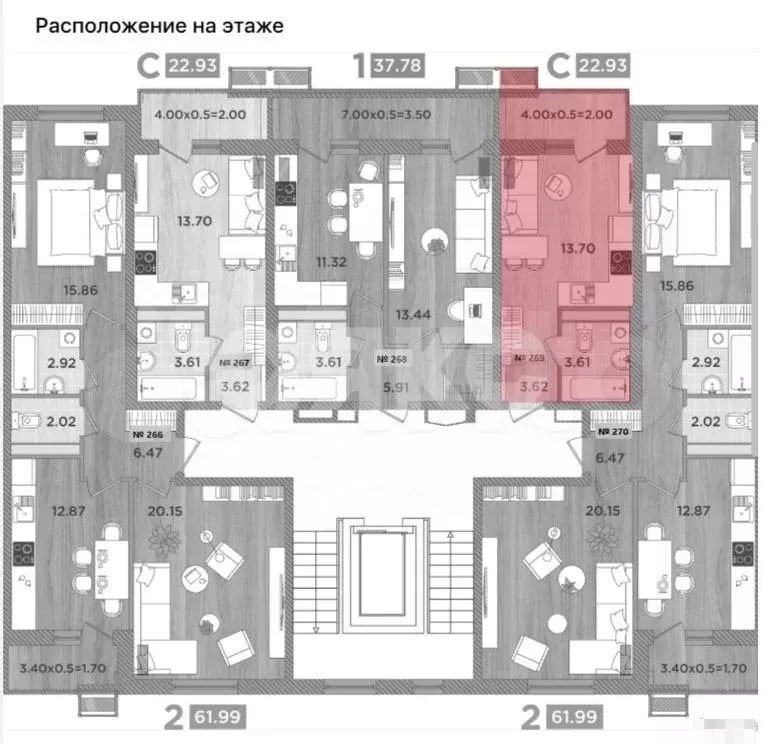 Квартира-студия, 23 м, 4/8 эт. - Фото 0