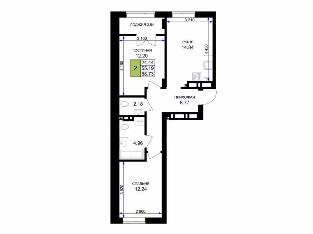 2-комнатная квартира: Гурьевск, улица Героя России Катериничева, 2к4 ... - Фото 1