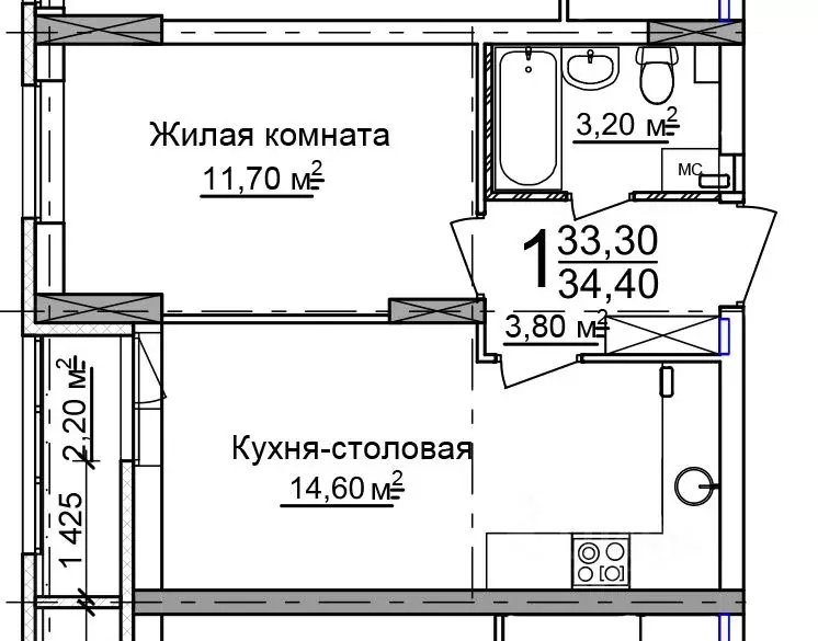 1-к кв. нижегородская область, нижний новгород 52-й кв-л, (34.4 м) - Фото 0