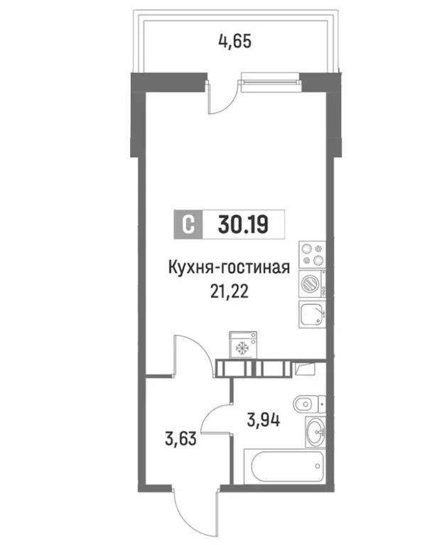 Продаётся квартира-студия, 30.19 м - Фото 1