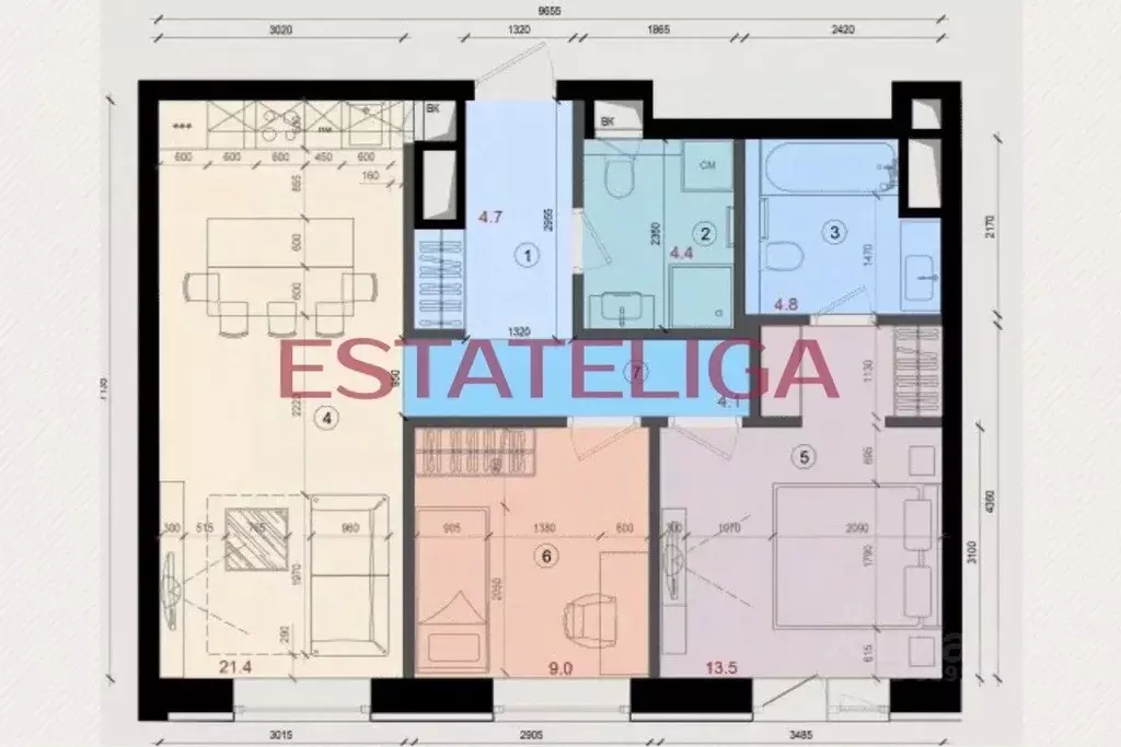 3-к кв. Москва Большая Филевская ул., 4 (65.0 м) - Фото 2