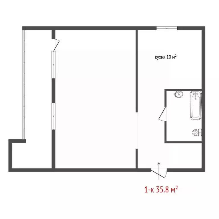 1-к кв. Свердловская область, Екатеринбург ул. Луначарского, 180 (35.8 ... - Фото 2
