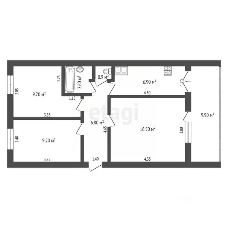 3-к кв. Ростовская область, Ростов-на-Дону Совхозная ул., 16 (51.0 м) - Фото 1