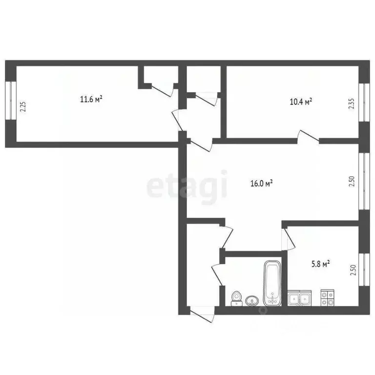 3-к кв. Томская область, Томск тракт Иркутский, 170 (55.0 м) - Фото 1