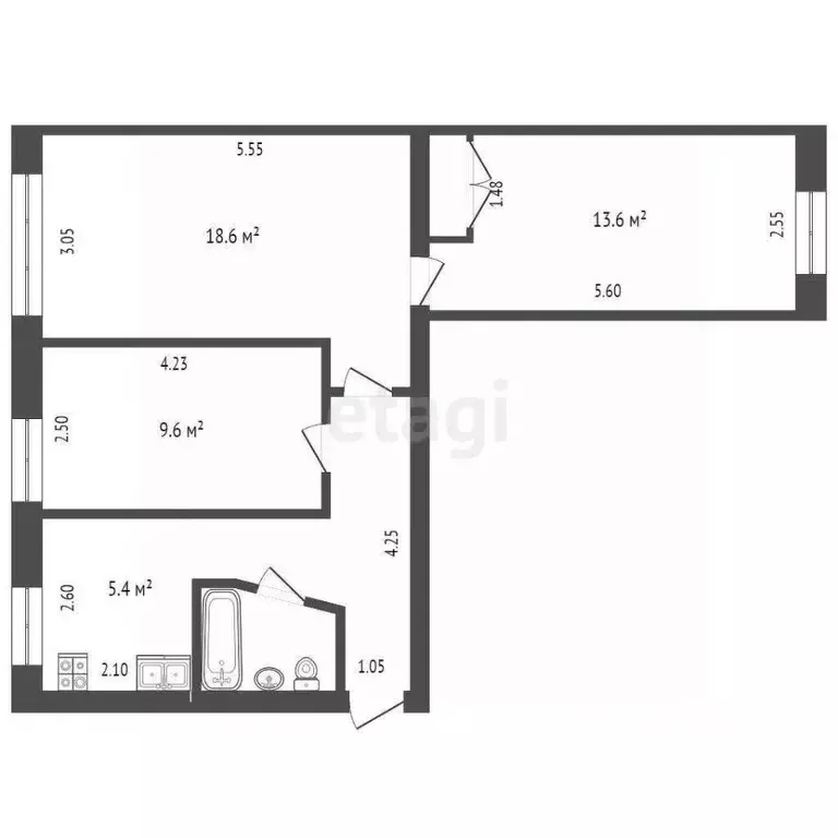 3-к кв. тюменская область, тюмень ул. белинского, 12 (59.2 м) - Фото 0