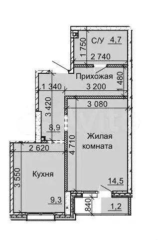 1-к. квартира, 38,6 м, 2/16 эт. - Фото 0