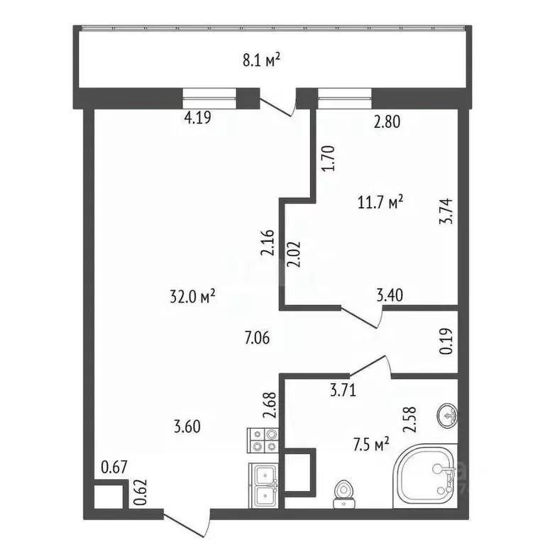 1-к кв. Санкт-Петербург Ждановская ул., 45 (51.2 м) - Фото 1