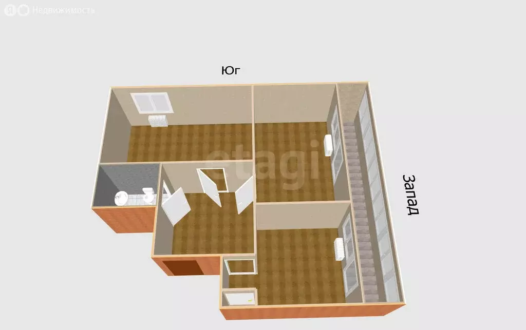 3-комнатная квартира: Углегорск, Портовая улица, 6 (54.7 м) - Фото 1
