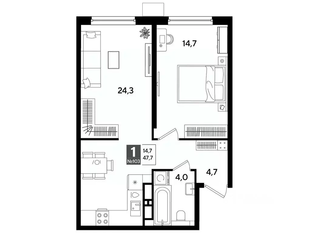 1-к кв. Краснодарский край, Краснодар ул. Анны Ахматовой, 6/1 (47.2 м) - Фото 1