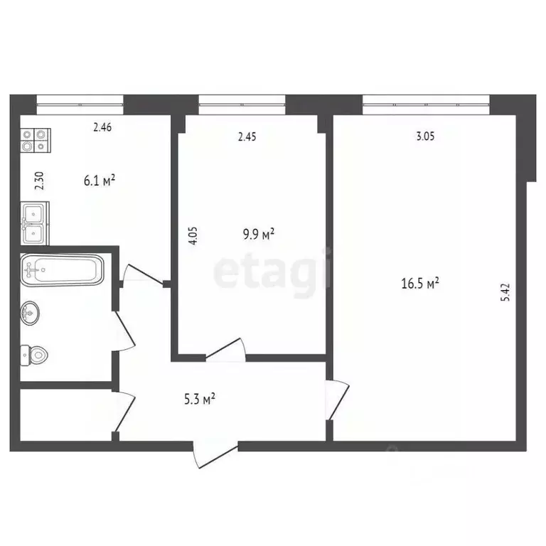2-к кв. Архангельская область, Архангельск Ленинградский просп., 21к4 ... - Фото 2