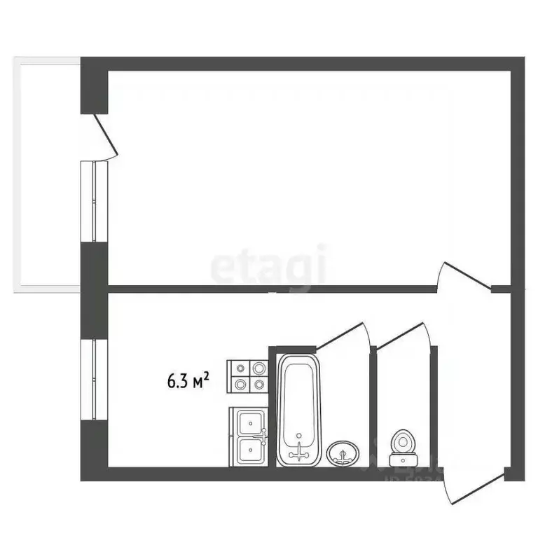 1-к кв. Архангельская область, Архангельск ул. Победы, 114 (31.1 м) - Фото 2
