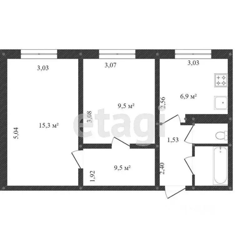 2-к кв. Ханты-Мансийский АО, Сургут ул. Лермонтова, 5/2 (44.9 м) - Фото 2