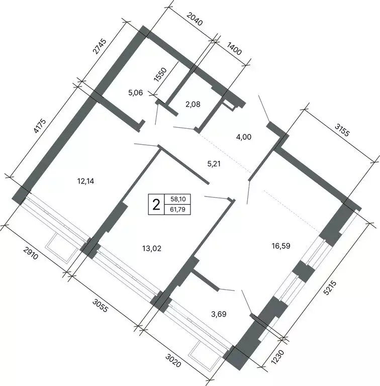 2-комнатная квартира: Екатеринбург, улица Мира, 47/6 (61.1 м) - Фото 1
