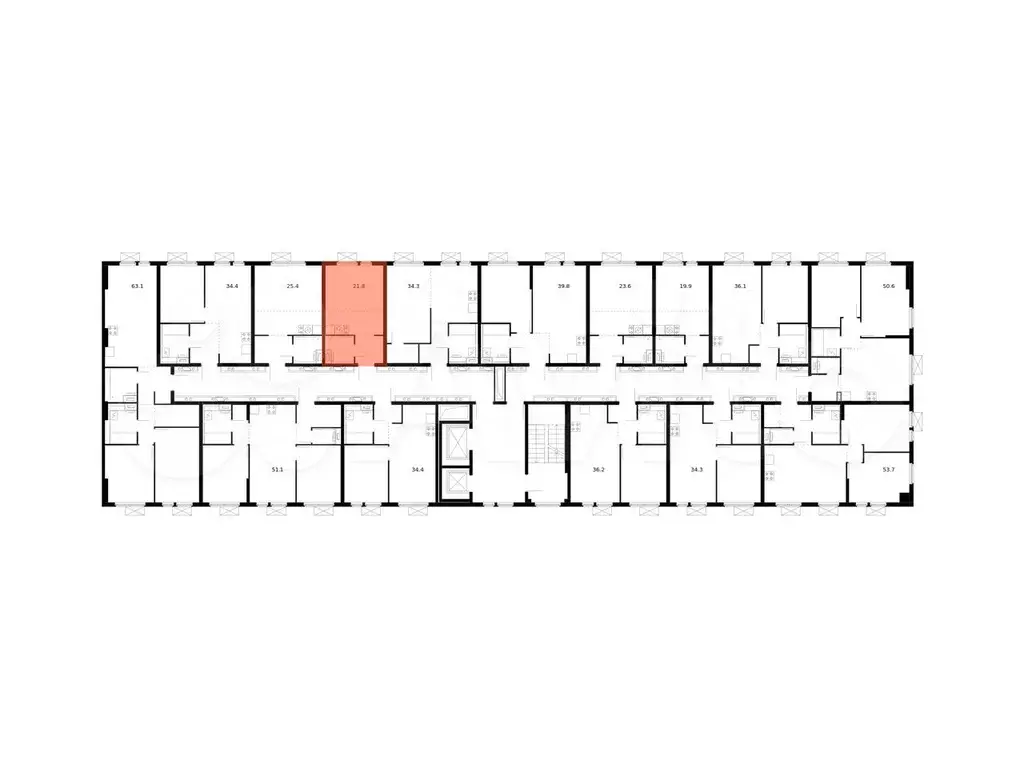 Квартира-студия, 21,8 м, 12/15 эт. - Фото 1