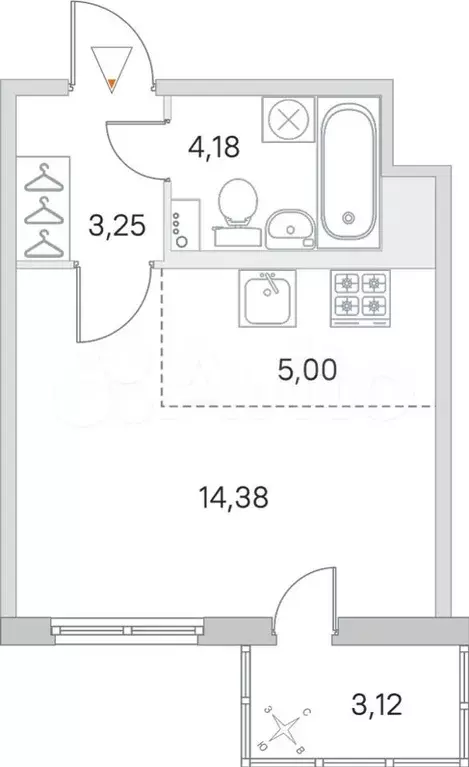 Квартира-студия, 27,8 м, 7/8 эт. - Фото 0