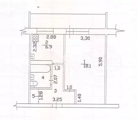 1-к. квартира, 38,6 м, 5/9 эт. - Фото 0