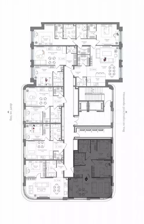 3-к. квартира, 69,7 м, 12/16 эт. - Фото 1
