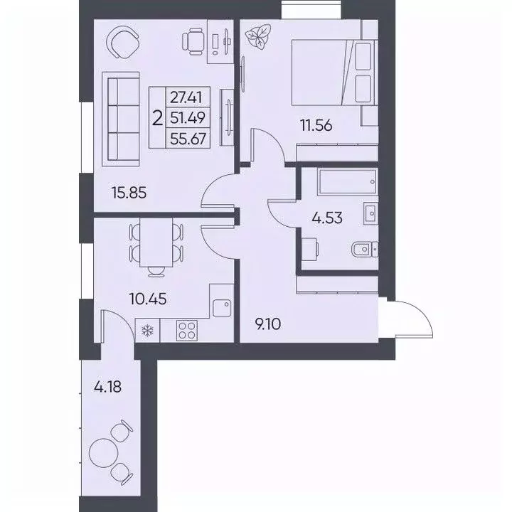 2-к кв. Саратовская область, Татищево рп  (55.67 м) - Фото 0