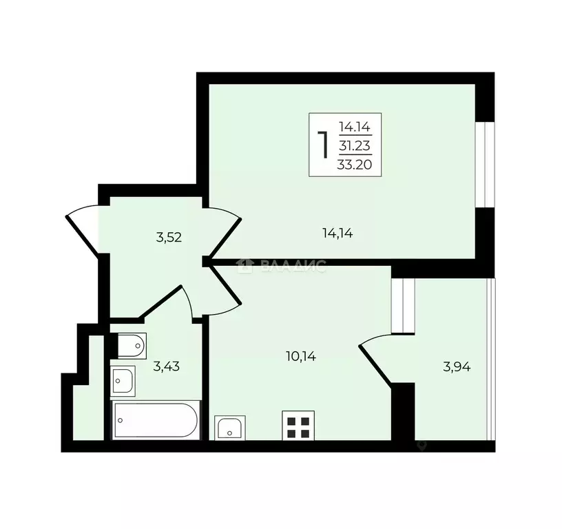 1-к кв. Санкт-Петербург 1-й Предпортовый проезд, 1 (31.23 м) - Фото 2