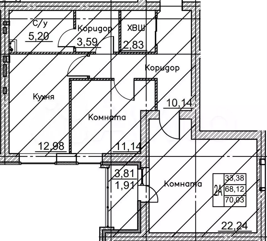 2-к. квартира, 70м, 6/7эт. - Фото 1