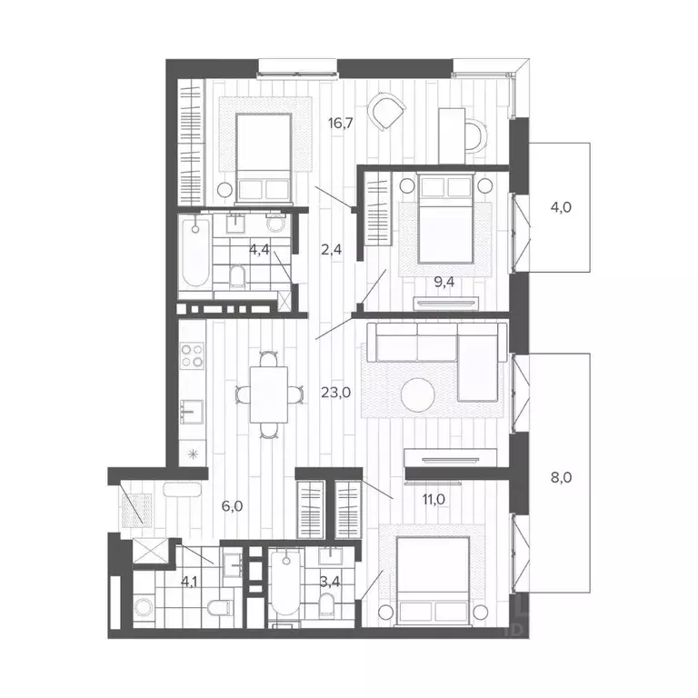 4-к кв. Алтайский край, Барнаул тракт Змеиногорский, 35Б (92.4 м) - Фото 0