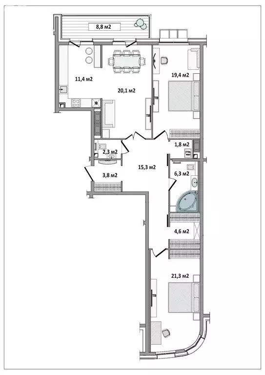 2-комнатная квартира: Санкт-Петербург, Большая Разночинная улица, 21 ... - Фото 1
