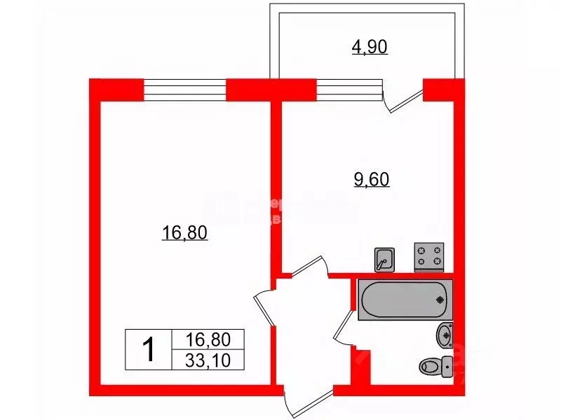 1-к кв. Санкт-Петербург ул. Георгия Гречко, 3 (33.1 м) - Фото 1