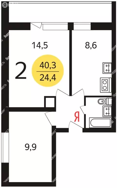 2-комнатная квартира: Москва, Волгоградский проспект, 71к1 (40.3 м) - Фото 2
