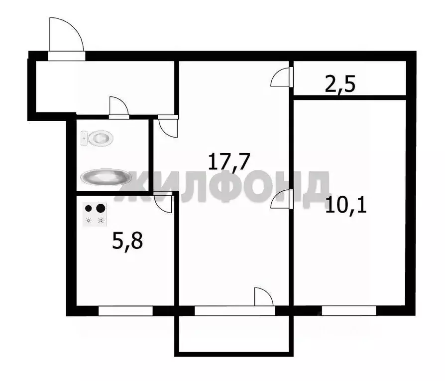 2-к кв. Новосибирская область, Новосибирск Новогодняя ул., 13 (43.7 м) - Фото 1