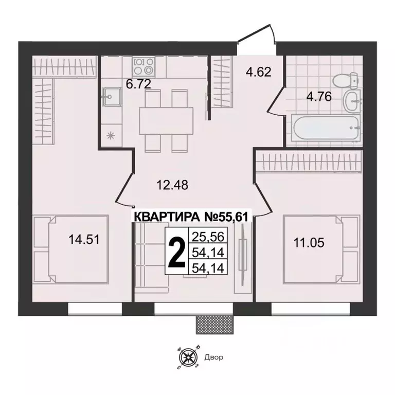 2-к кв. Владимирская область, Муром ул. 1-я Новослободская (54.14 м) - Фото 0