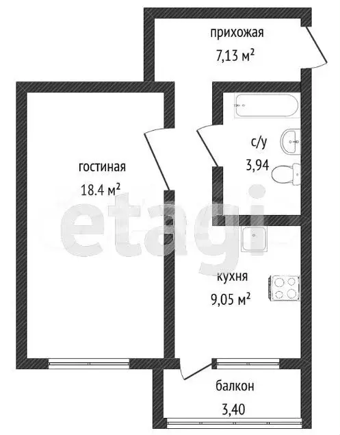 1-к. квартира, 38,5 м, 11/17 эт. - Фото 0