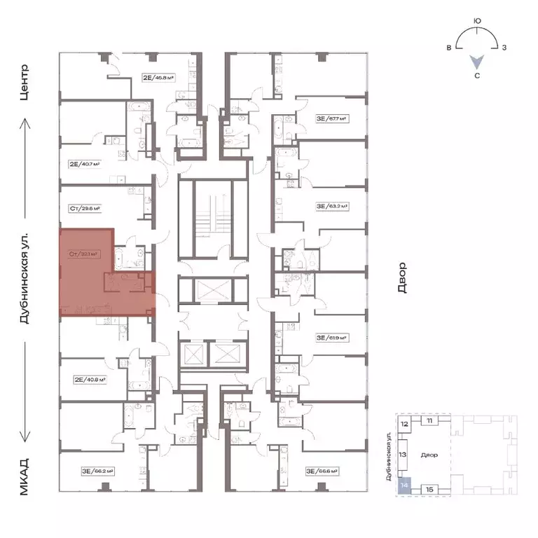 Студия Москва Дубнинская ул., 79к21 (32.1 м) - Фото 2