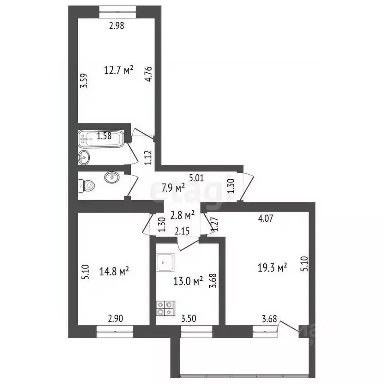 3-к кв. Саха (Якутия), Якутск ул. Кузьмина, 29/2 (73.0 м) - Фото 1
