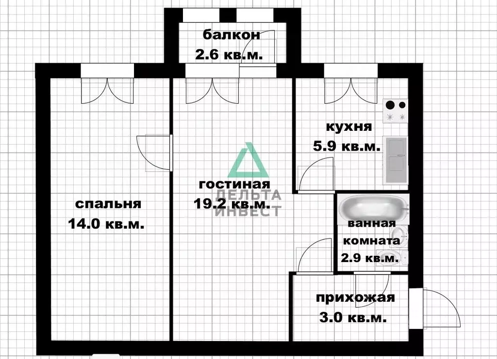 2-к кв. Башкортостан, Уфа просп. Октября, 106/3 (45.0 м) - Фото 2
