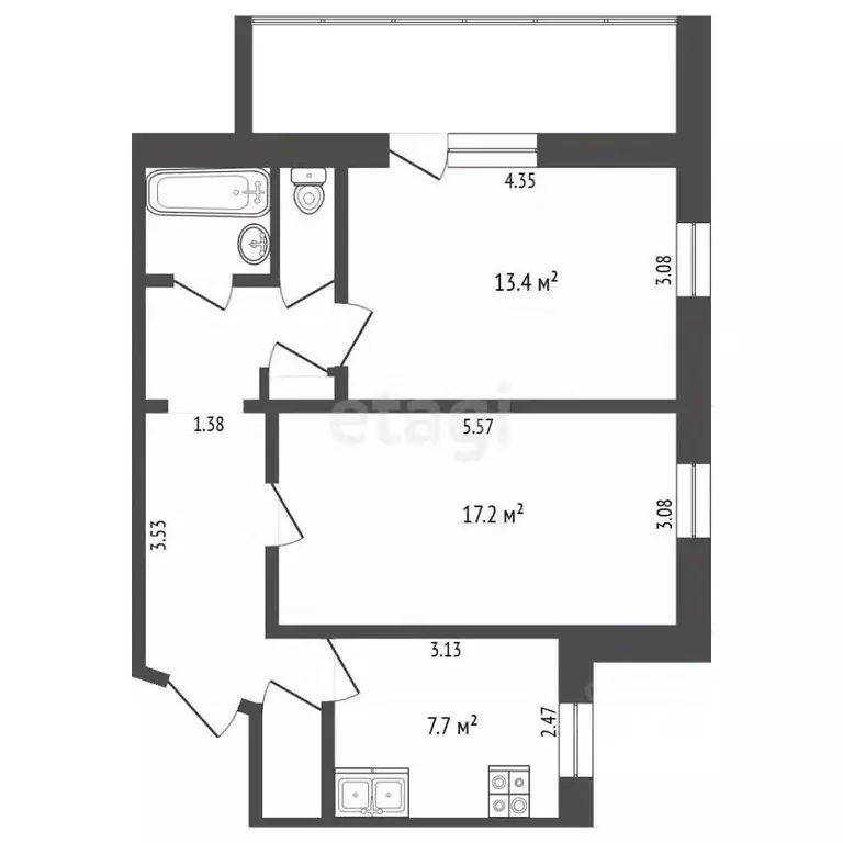 2-к кв. Тюменская область, Тюмень Ставропольская ул., 13 (53.0 м) - Фото 1