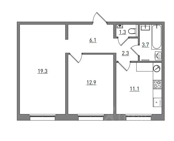 2-к кв. Кировская область, Киров ул. Чистопрудненская, 13А (56.7 м) - Фото 2