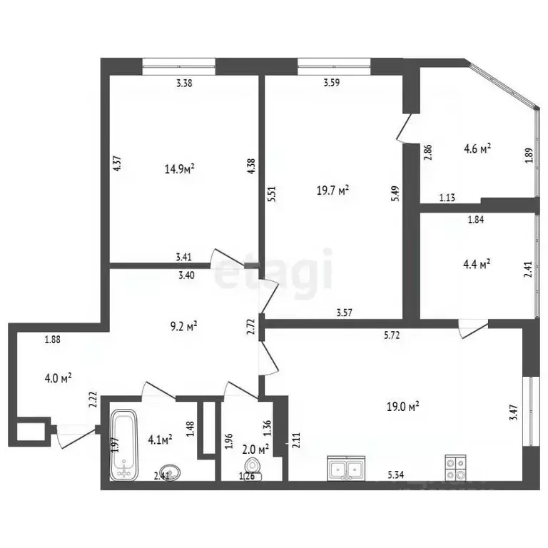 2-к кв. Орловская область, Орел ул. Михалицына, 1 (72.9 м) - Фото 2