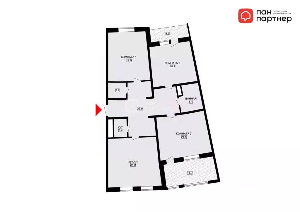 3-к кв. Санкт-Петербург Комендантская пл., 8 (117.0 м) - Фото 2