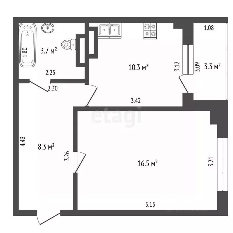 1-к кв. Тюменская область, Тюмень ул. Муравленко, 3к1 (39.0 м) - Фото 2
