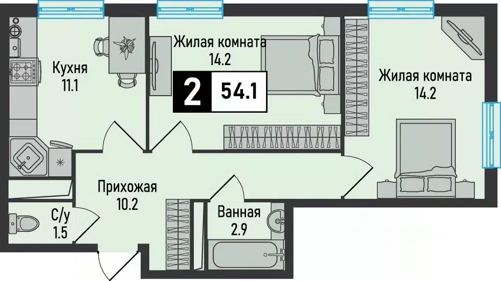 2-к кв. Ставропольский край, Железноводск городской округ, пос. ... - Фото 0