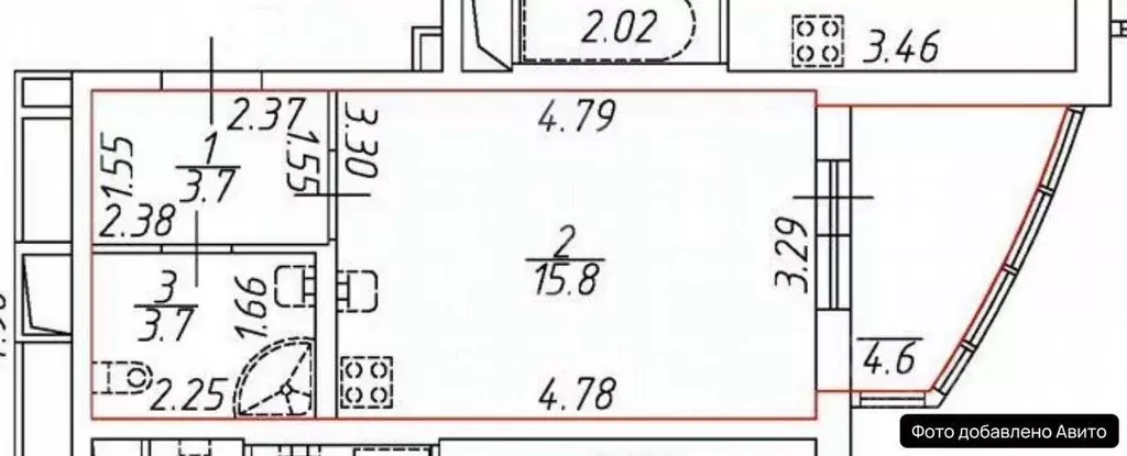 Студия Санкт-Петербург Усть-Славянка тер., ул. Заводская, 17 (27.0 м) - Фото 2