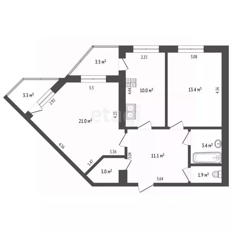 2-к кв. Саха (Якутия), Якутск ул. Орджоникидзе, 35 (63.8 м) - Фото 1