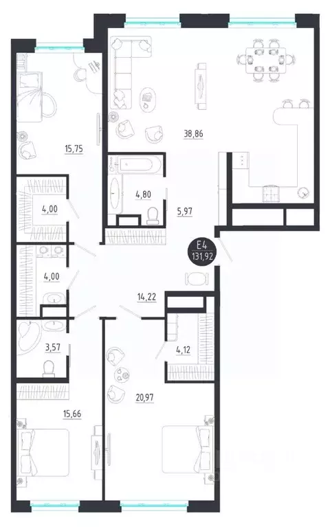 3-к кв. Тульская область, Тула  (131.92 м) - Фото 0