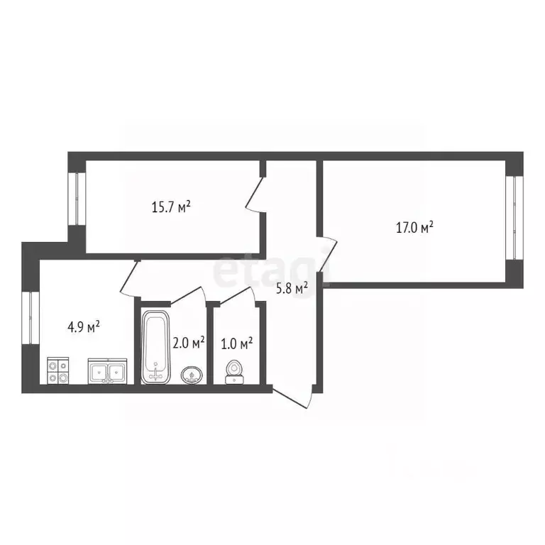 2-к кв. Московская область, Домодедово Северный мкр, ул. Речная, 1А ... - Фото 1