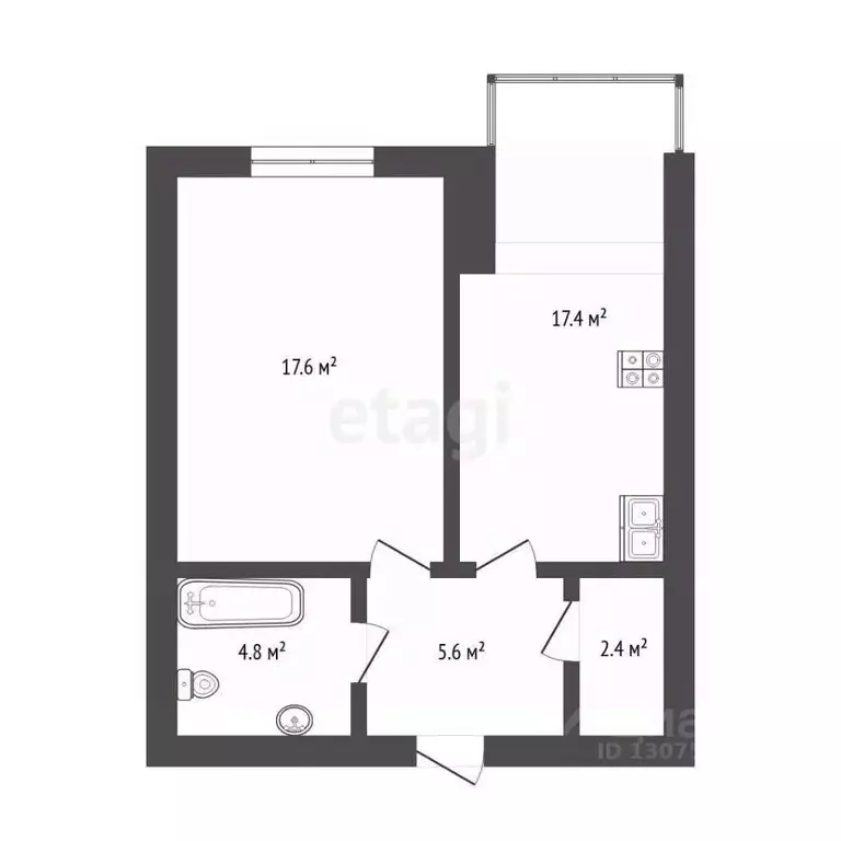 1-к кв. Ярославская область, Ярославль Заовинная ул., 18 (46.8 м) - Фото 1