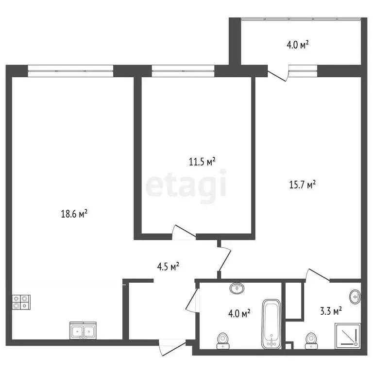 2-комнатная квартира: Тюмень, улица Разведчика Кузнецова, 16 (61.6 м) - Фото 1
