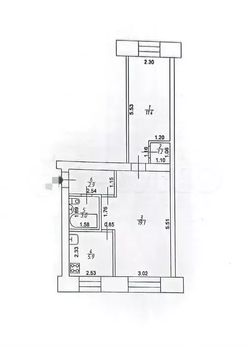 2-к. квартира, 44 м, 1/5 эт. - Фото 0